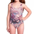 thumbnail image 1 of Shadoumai Girls Swimsuit One Piece Cutout Keyhole Girls Tankini Swimsuit Quick Dry Crossback Floral Print Beach Skirt Cute Ruched Bathing Suit Ruched Adjustable Strap Beach Swimwear, 1 of 7