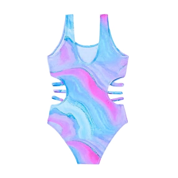 Shadoumai Girls Swimsuit One Piece Size 6 Ruffle Ruched Tankini Sets Quick Dry & Stretchy Tropical Print Bathing Suits for Girls Summer Girl's Swimwear Adjustable Wide Straps