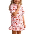 thumbnail image 1 of Shadoumai Girls Swimsuit One Piece Size 8 Cross Ruched Front Tankini Set Quick Drying Contrasting Trim Beach Skirt Cute Ruched Bathing Suit Swimwear with Cover Up Beach Skirt Adjustable Straps, 1 of 6