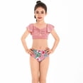thumbnail image 1 of Shadoumai Girls Swimsuit Rash Guard Bikini Bottoms Adjustable Straps Tankini Set 2-Piece Ruffle Bathing Suit Cute Pattern Print Swimwear Set Girl, 1 of 7