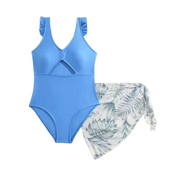 Shadoumai Girls Swimsuit Rash Guard Girls Bikini Drawstring Bottoms Tankini Two Pieces Girls Dress Up Clothes Cute Pattern Print Beach Swimwear