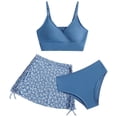 thumbnail image 1 of Shadoumai Girls Swimsuit Size 10 Rash Guard Bikini Set Drawstring Tankini with Shorts 3-Piece Bathing Suit Contrast Trim Girls' Swimwear with Print Shorts, 1 of 2