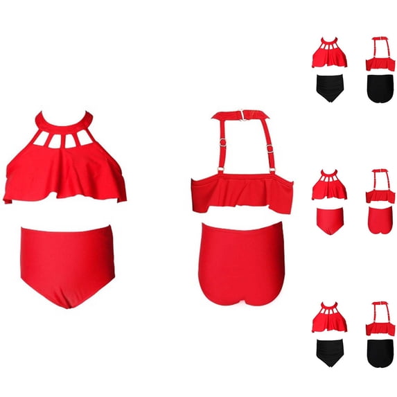 Shadoumai Girls Swimsuit Size 8 Cut Out Girls' Bikini Sets Spaghetti Strap Tankini with Shorts Two Piece Girls Bathing Suit size 6 Tropical Printed Modest Swimwear with Cover Up