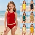 thumbnail image 1 of Shadoumai Girls Swimsuit Size 8 Cute Ruffle Girls' Bikini Sets Drawstring Bottoms Tankini Sets 2pcs Ruffle Girls Bathing Suits Size 7-8, 1 of 3