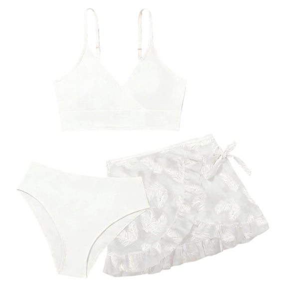 Shadoumai Girls Swimsuit Solid Color Cutout Bikini Sets Adjustable Straps Two Piece Bathing Suit Swimwear with Chest Pad 7-16Y