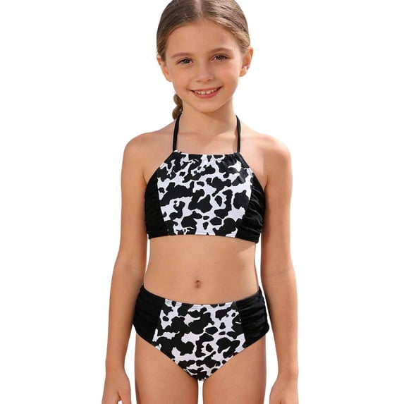 Shadoumai Girls Swimsuit Solid Color Cutout Bikini Sets Adjustable Straps Two Piece Bathing Suit Swimwear with Chest Pad 7-16Y