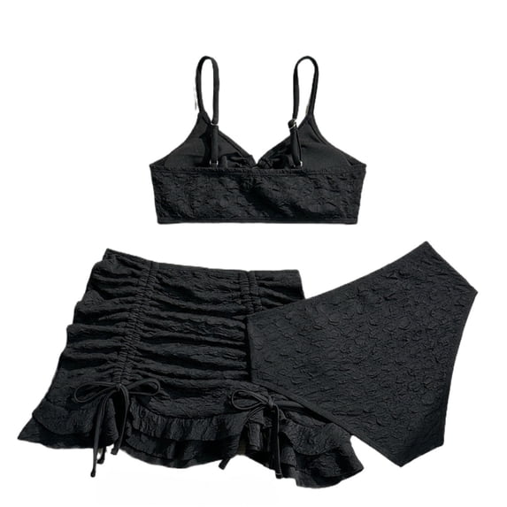 Shadoumai Girls Swimsuit Solid Color Cutout Bikini Sets Adjustable Straps Two Piece Bathing Suit Swimwear with Chest Pad 7-16Y