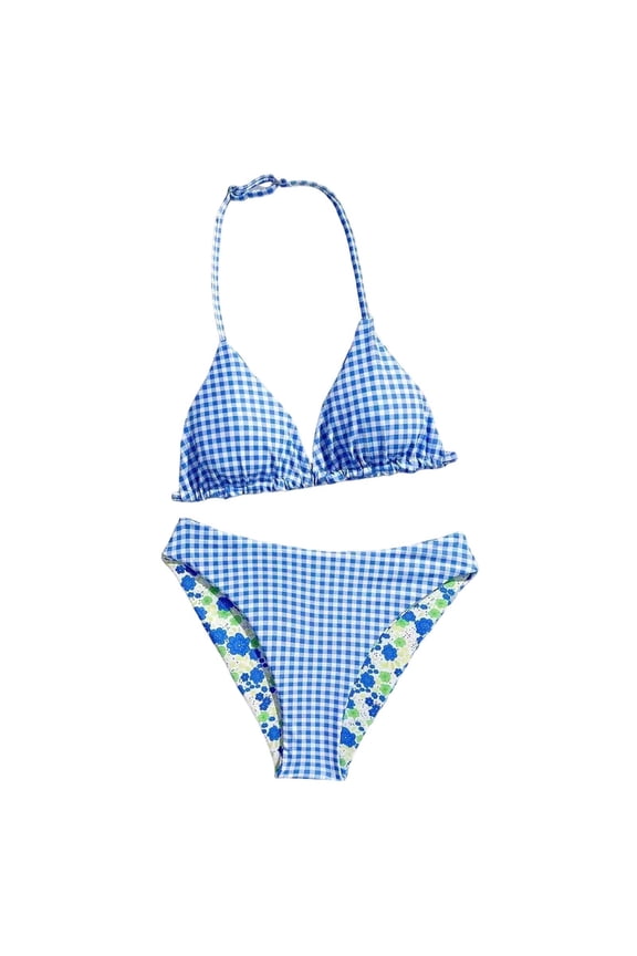 Girls Swimsuits Size 10-12 Ruffle Bikini Top Drawstring Tankini Sets 2pcs Cut Out Ruffle Bathing Suit