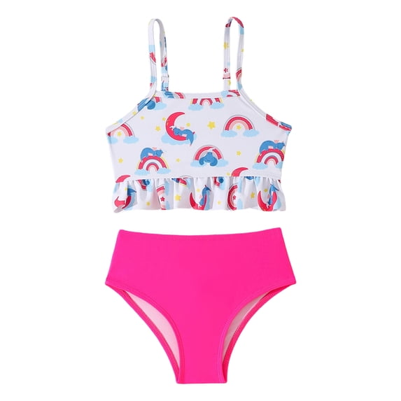Shadoumai Girls Swimsuits Size 14-16 Cut Out Bikini Sets for Girls Adjustable Straps Tankini 2 Pieces Ruffle Bathing Suit