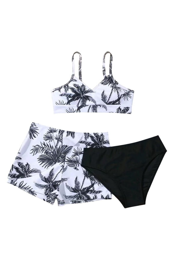 Girls Swimsuits Tankini Set with Shorts Criss Cross Bathing Suits Tween Juniors Girl Two Piece Swimwear