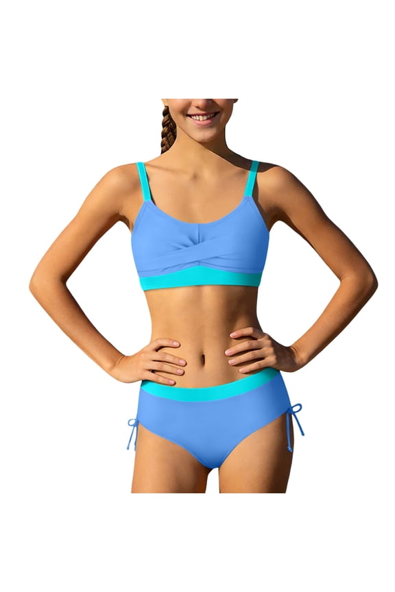 Girls Swimsuits Tankini Set with Shorts Criss Cross Bathing Suits Tween Teen Juniors Girl Two Piece Swimwear