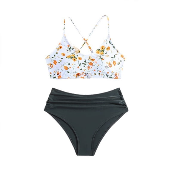Shadoumai Girls Swimsuits Two Piece Tankini Sets Ruffle Bathing Suit with Chest Pad Size 6-15 Years