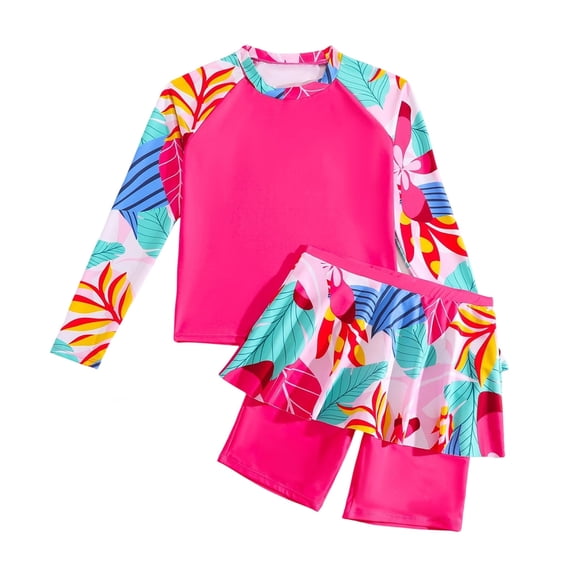 Shadoumai Girls Tankini Swimsuit 2-Piece Beach Sport Bathing Suit Set Hawaiian Swimwear for 5-12Years
