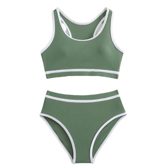 Shadoumai Girls Tankini Swimsuit High Waisted Bathing Suit Two Piece Swimsuits Ruffle Top Cute Girls' Swimwear Color Block