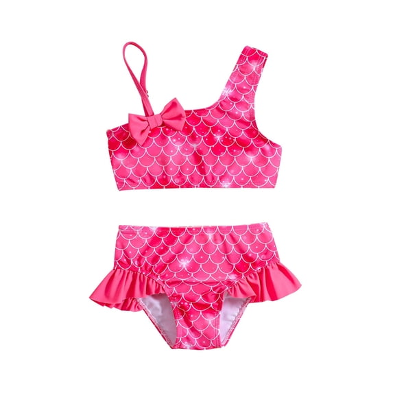 Shadoumai Girls Tankini Swimsuit Solid Ruched Side Square Neck Top with Tropical Printed Shorts 2 Piece Girls Bathing Suits