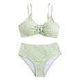 thumbnail image 1 of Shadoumai Girls Tankini Swimsuit Solid Ruched Side Square Neck Top with Tropical Printed Shorts 2 Piece Girls Bathing Suits, 1 of 7