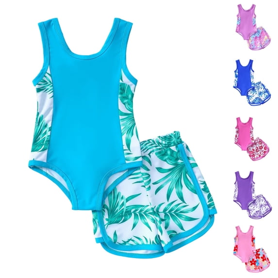 Shadoumai Girls Tankini Swimsuits 10/12 Rash Guard Bikini Sets for Girls Spaghetti Strap Girls Swimwear Tankini 3pcs Cutout Girls Bathing Suit cover Up