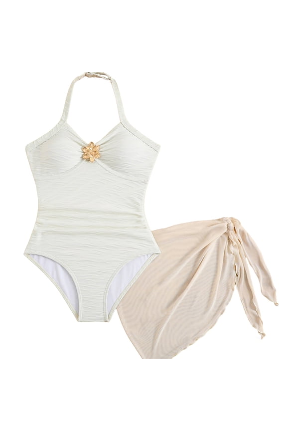 Girls Tankini Swimsuits 10/12 Ruched Side Bikini Set Adjustable Strap Tankini with Shorts Two Piece Beach Skirt Cute Ruched Bathing Suit Contrast Trim Modest Swimwear with Cover Up