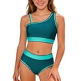thumbnail image 1 of Shadoumai Girls Tankini Swimsuits 7-8 Cutout Modest Bikini Adjustable Strap Tankini for Girls 2pcs Beach Skirt Cute Ruched Bathing Suit Tropical Printed Swimwear with Cover Up Pants, 1 of 1