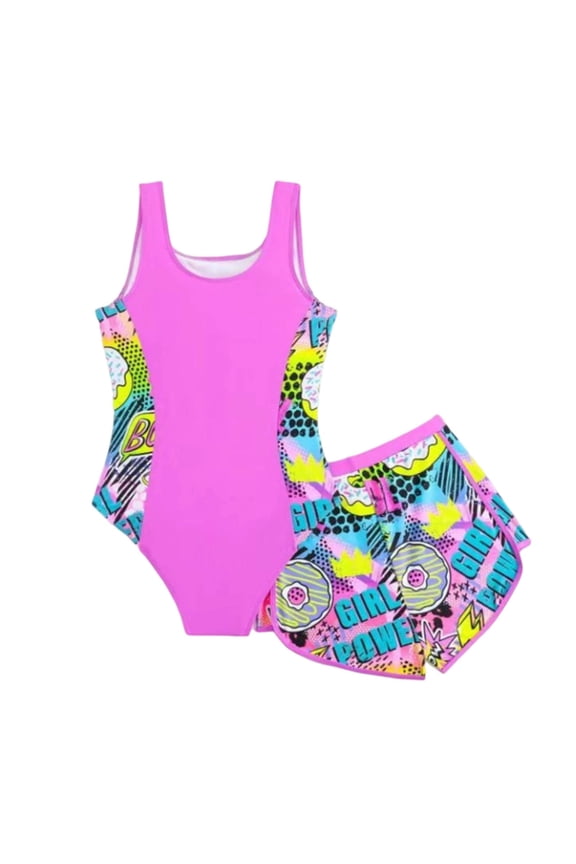Girls Tankini Swimsuits 7-8 Cutout Modest Bikini Adjustable Strap Tankini for Girls 2pcs Beach Skirt Cute Ruched Bathing Suit Tropical Printed Swimwear with Cover Up Pants