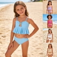 thumbnail image 1 of Shadoumai Girls Tankini Swimsuits 8-10 Ruched Side Bikini Tie-Straps Girls Tankini Swimsuit Two Pieces Ruffle Bathing Suit Allover Printed Summer Girl's Swimwear, 1 of 9