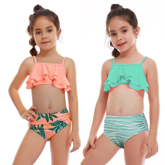 Shadoumai Girls Tankini Swimsuits with Shorts 10-12 Ribbed Bikini Set Adjustable Strap Tankini Sets 2pcs Girls Dress Up Clothes Ruched Color Block Swimwear with Cover Up Skirt