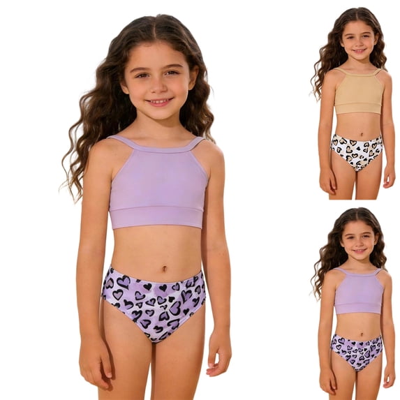 Shadoumai Girls Tankini Swimsuits with Shorts 10-12 Ribbed Bikini Sets Adjustable Strap Tankini Sets Two Pieces Girls Bathing Suits Size 14-16 Allover Printed Swimwear Shorts and Skirt