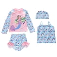 thumbnail image 1 of Shadoumai Girls Tankini Swimsuits Size 10-12 Cutout Bikinis for Tie-Straps Tankini 3 Pieces Bathing Suit for Girls Ruched Color Block Girls' Swimwear with Print Shorts, 1 of 4