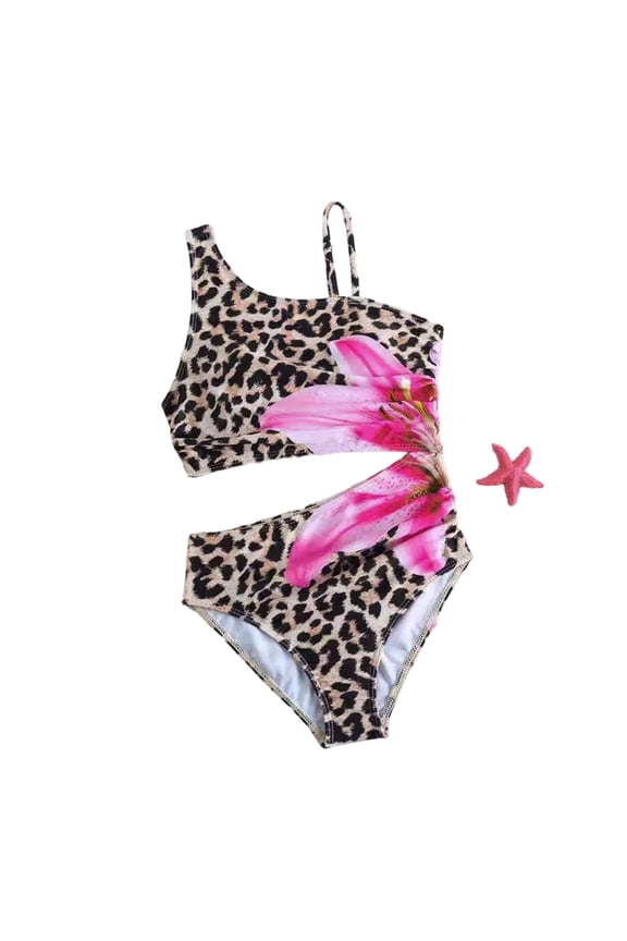 Girls Tankini Swimsuits Size 12 Cut Out Princess Bikini Set Adjustable Straps Girls Swimwear Tankini 2-Piece Bathing Suit Cute Pattern Print Swimwear Shorts and Skirt