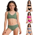 thumbnail image 1 of Shadoumai Girls Tankini Swimsuits Size 12 Ruched Side Bikini Sets for Girls 12-14 Drawstring Tankini for Girls Two Pieces Bathing Suit for Girls Tropical Printed Swimwear with Cover Up Skirt, 1 of 5