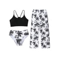 thumbnail image 1 of Shadoumai Girls Tankini Swimsuits Size 14-16 Ruffle Bikini Set Drawstring Bottoms Tankini 3 Pieces Beach Skirt Cute Ruched Bathing Suit Contrast Trim Modest Swimwear, 1 of 2