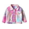 thumbnail image 1 of Shadoumai Girls Tie Dye Denim Jacket Windproof Kids Outerwear Toddler Warm Coat Casual Stylish Gradient Print Back To School Fashion, 1 of 7