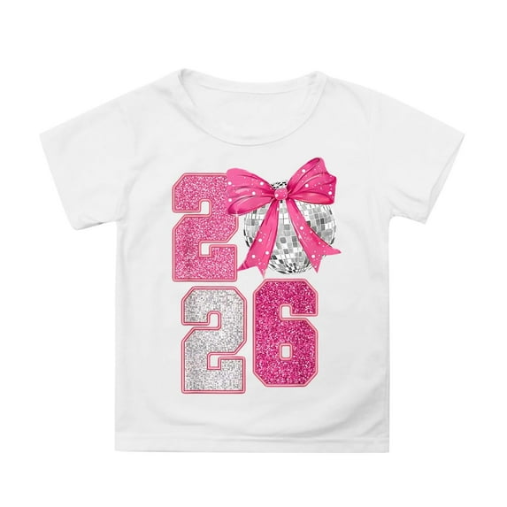 Shadoumai Girls Tops Size 7-8 3d Graphic Shirts Round Neck Short Sleeve T-Shirt Loose Holiday Shirts Toddler Girl Clothes