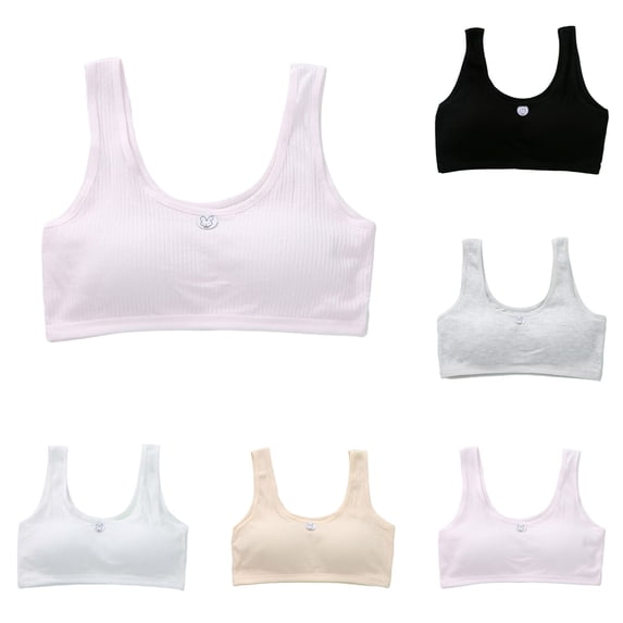 Shadoumai Girls Training Bra for 8-14 First Cotton Seamless Sports Bra with Sewn-in Padding - Breathable Wireless Racerback,Bras for Girls 10-12 With Padding