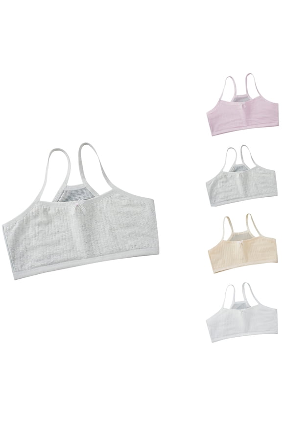 Girls Training Bras A-Cup Ribbed Molded Starter Bras for with Adjustable Straps (Sizes: 30A-36A),Bras for Girls 7-8