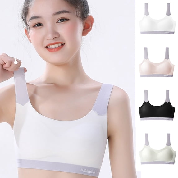 Shadoumai Girls Training Bras for Girls 8-14 Comfortable First Bra with Soft Removable Padding Seamless Bras Multipack,Girls Bras Size 14-16 Padded