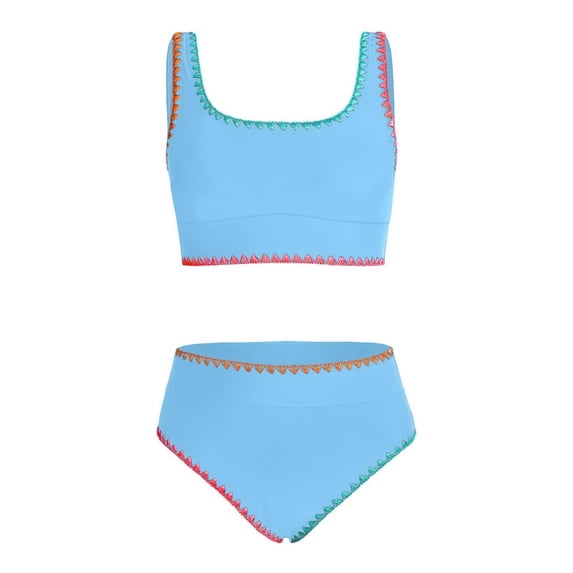 Shadoumai Girls Two Piece Swimsuits For Kids Teen Bikini With Adjustable Ties And UPF Sun