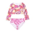 thumbnail image 1 of Shadoumai Girls Two Piece Swimsuits For Kids UPF 50 Sun Rash Guard And Swim Shorts For Beach Pool Water Play, 1 of 4