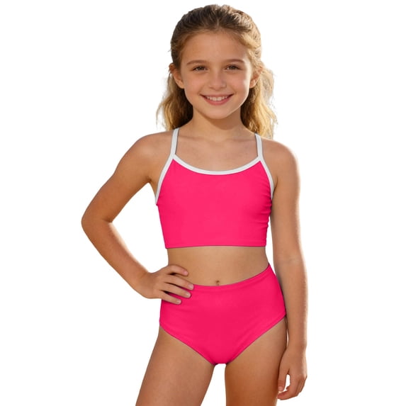 Shadoumai Girls Two Piece Swimwear Cute Ruffle Tankini With Swim Shorts For Toddler And Youth