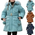 thumbnail image 1 of Shadoumai Girls Winter Coat Hooded Fuzzy Jacket with Belt Kids Zipper Heavy Parka Thick Teen Snow Clothes Warm Outwear, 1 of 7