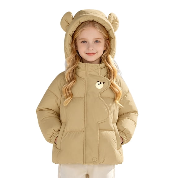 Shadoumai Girls Winter Coat Warm Padded Hooded Jacket Casual Outerwear for Toddler Kids