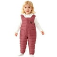 thumbnail image 1 of Shadoumai Girls Winter Lined Thermal Trousers With Detachable Suspenders For Toddler Outdoor Cold Weather Play, 1 of 4