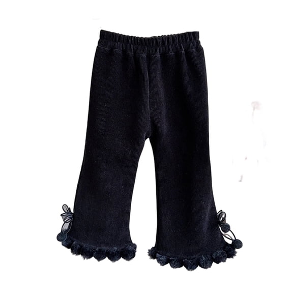 Shadoumai Girls Winter Wide Leg Pants With Decorative Bow Soft Lined Trousers For Toddler Kids Fashion Casual Outfit Comfortable Warm