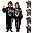 thumbnail image 1 of Shadoumai Halloween Jumpsuit Skeleton Fleece Romper For Kids Boys And Girls, Unisex Printed Jumpsuit Seasonal Dress-Up Trick-or-Treat Outfit Jumpsuit, 1 of 5