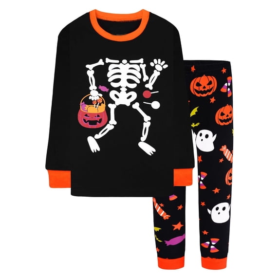 Shadoumai Halloween Outfit for Girls Printed Pattern Long Sleeve Loose Pullover Top and Long Sweatpants Set Children Fall Clothes for Girls