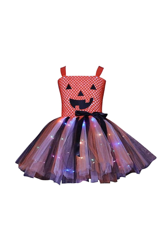 Halloween Outfits for Girls Size 7,Girls Halloween Tutu Dress With Led Lights Pumpkin Party Outfit Toddler Kids Festive Performance Holiday,Toddler Girls Dress