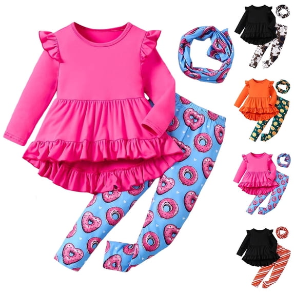 Shadoumai Halloween Outfits for Girls Printed Pattern Long Sleeve Loose Pullover Tops and Pants Fall Outfits for Girls