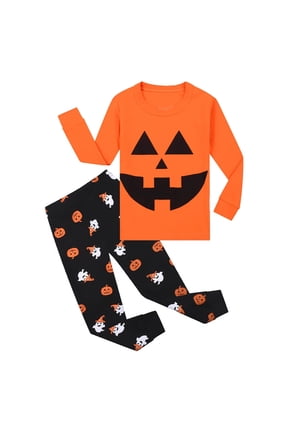 Halloween Pajama Set for Crewneck Pumpkin Print Long Sleeve Family Easter Outfits Matching Sets Comfortable Home Clothes 2 Piece Pjs for