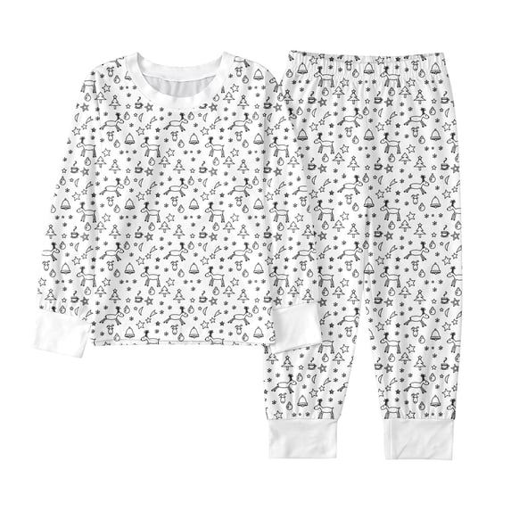 Shadoumai Halloween Pajamas for 10-12 Pajamas Can Color Cute Printed Diy Hand Painted Pjs Loose Long Sleeve Family Easter Outfits Matching Sets 2 Piece Outfits for