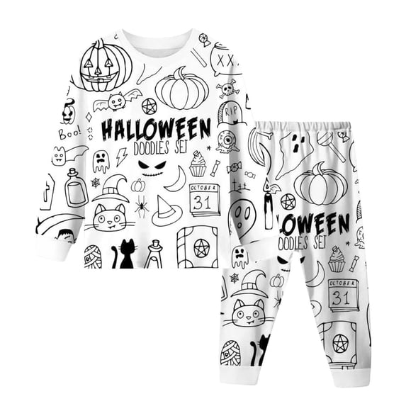 Shadoumai Halloween Pajamas for 8-10 Color Me Pajamas for Cute Graphic Print Diy Hand Painted Pjs Soft Long Set Sleepwear Shirt and Pant Matching 2 Piece Summer Loungewear Outfits